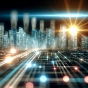 Một cảnh quan thành phố số hóa định hình tương lai của các dự án DePIN vào năm 2025.