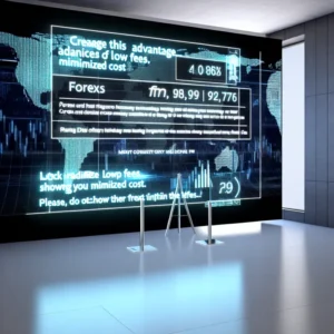 Hình ảnh cụ thể của giao diện giao dịch forex trên màn hình lớn phản ánh lợi ích của phí thấp.