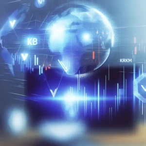 Nền tảng giao dịch KVBPrime với các yếu tố tài chính trừu tượng.