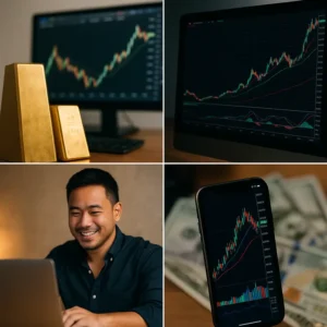 Hình ảnh tổng hợp các nền tảng Exness, XM, XTB, và LiteFinance với đặc điểm nổi bật của từng sàn.