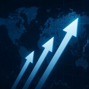 Graph showing forex market trends and currency symbols.