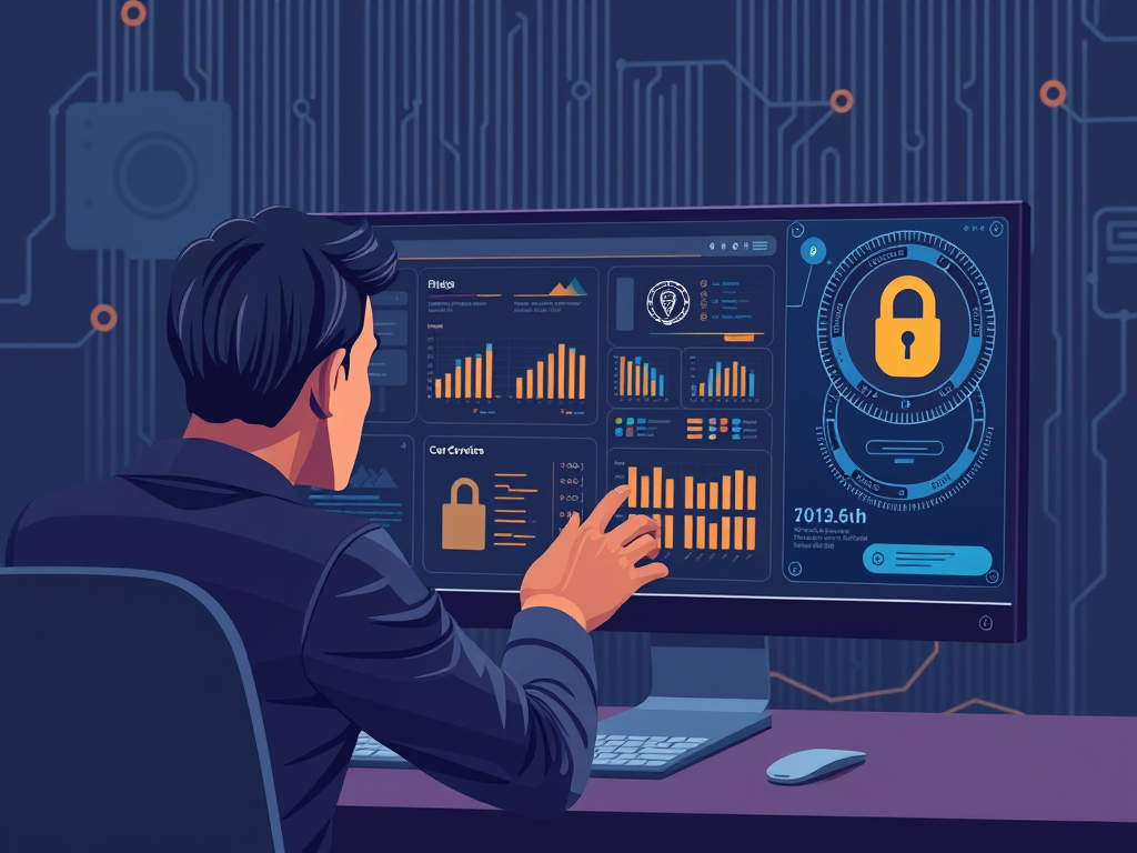 Người phân tích chi tiết dự án crypto trên màn hình máy tính