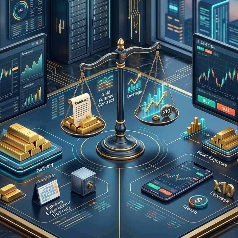 So sánh trực quan giữa Gold Futures và Gold CFD