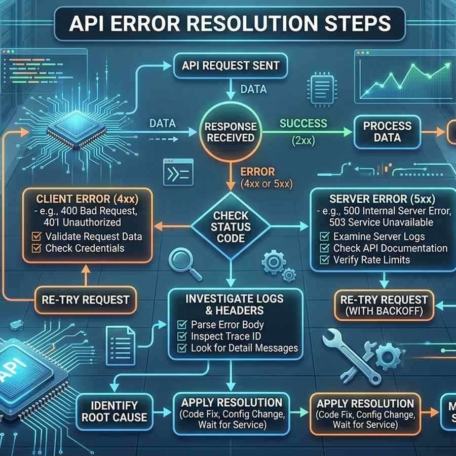 A diagram showing steps to resolve API errors