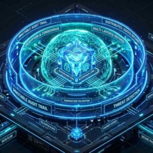 Minh họa an ninh mạng blockchain và bảo vệ tài sản số